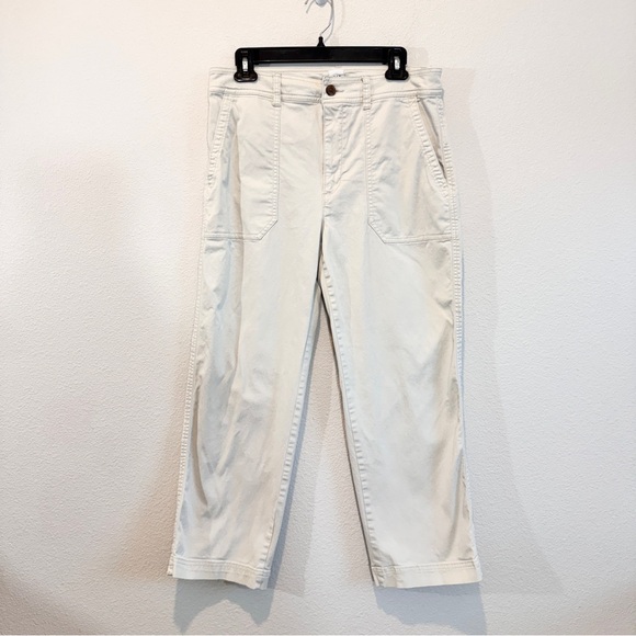 GAP Y2K Cargo Utility Girlfriend Khaki Pants Off White Cream Stretch 10 Mall - Picture 1 of 9